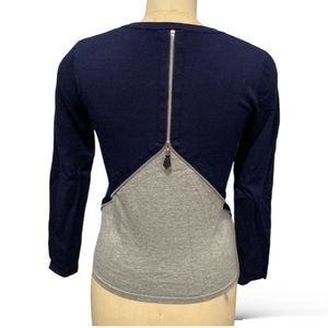 Metric Unique Two-Toned Zipper Navy & Grey Sweater Small